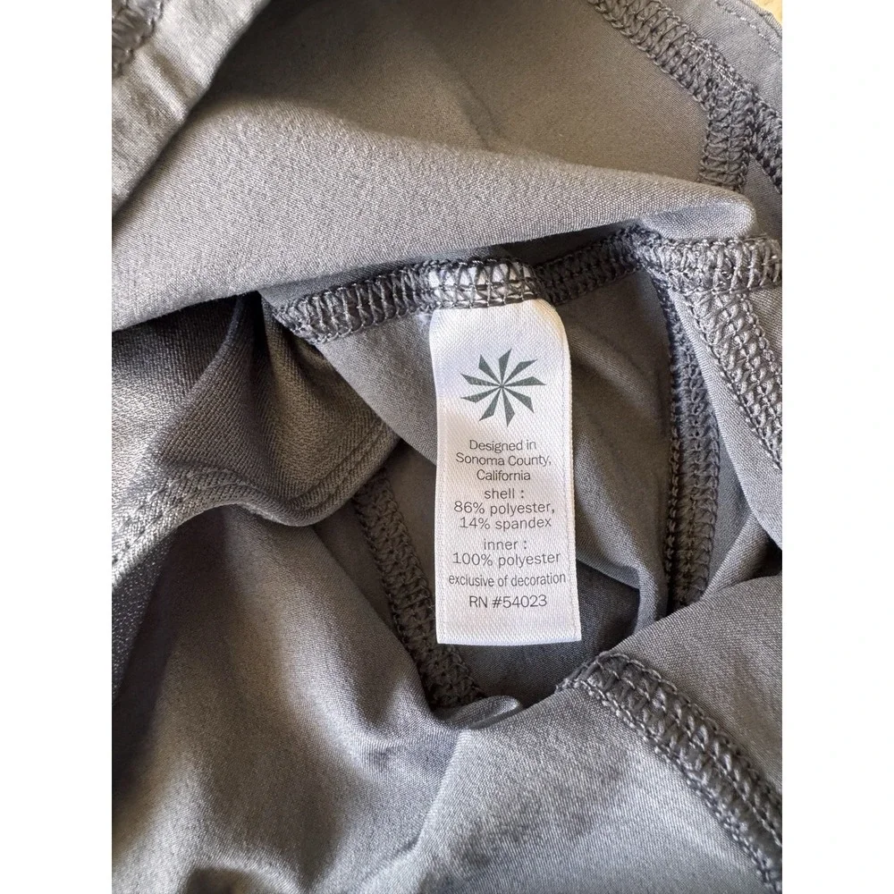 Athleta Running Shorts Women Size S Gray Excellent Back Zip Pocket Mesh Side